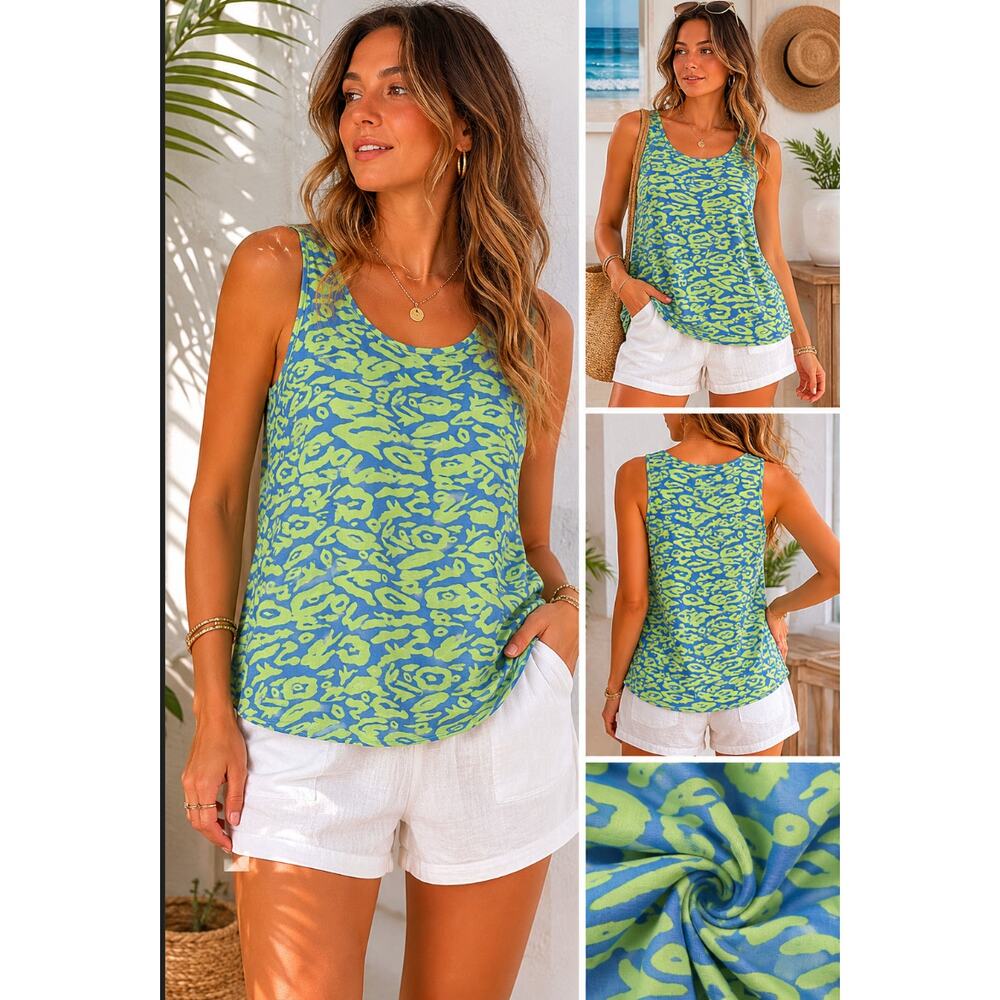 HIHO Tortola BVI Caribbean Resortwear Abstract Print Tank Top XS